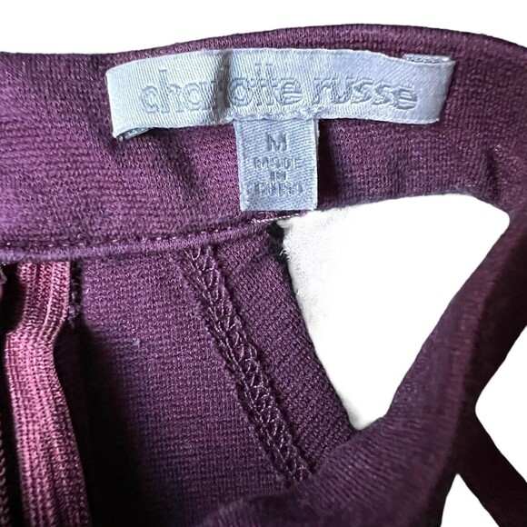 Charlotte Russe Harness Choker Crop Top Strappy Halter Shirt Medium M Purple - Picture 5 of 15